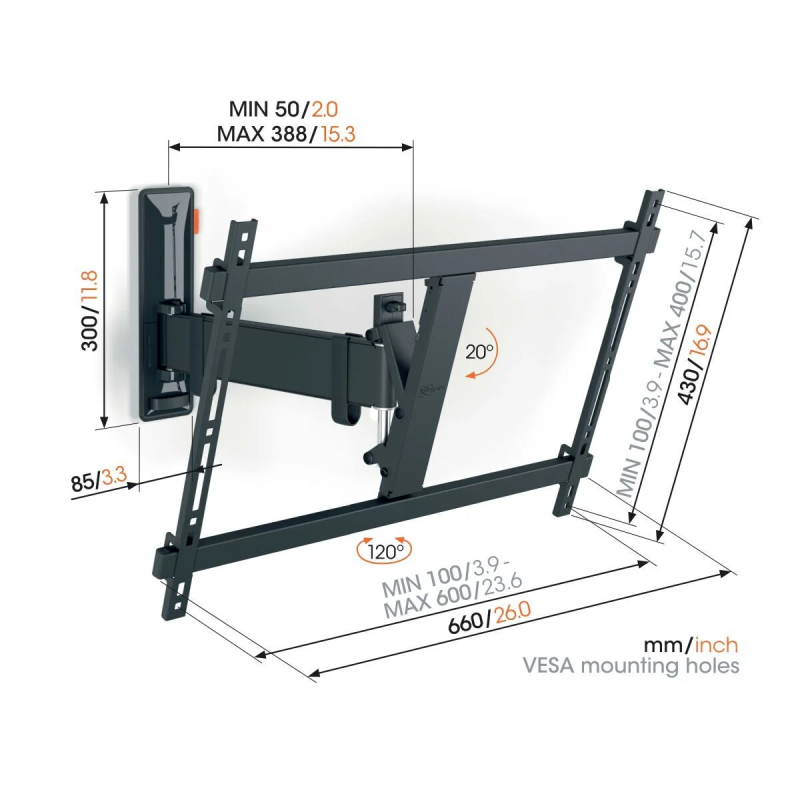 Vogel's TVM 3625 Vollbewegliche TV- Wandhalterung